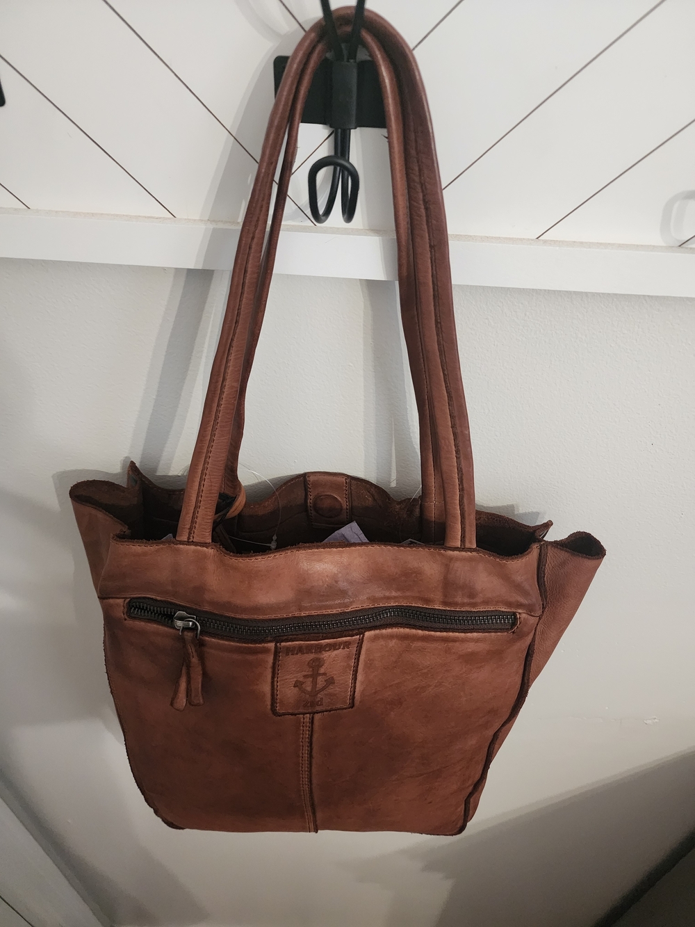 Harbour 2nd Brown Leather Tote Bag with Front Zip - Picture 4 of 4